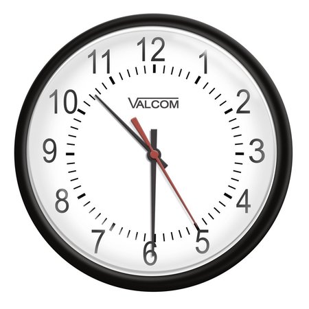 VALCOM 16 Round Wireless Clock, Black, Surface Mount, Battery Operated V-AW16B